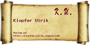 Klopfer Ulrik névjegykártya